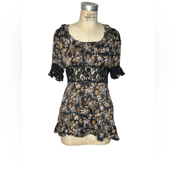 Free People Lucie 0 black floral Mini dress - Picture 2 of 8